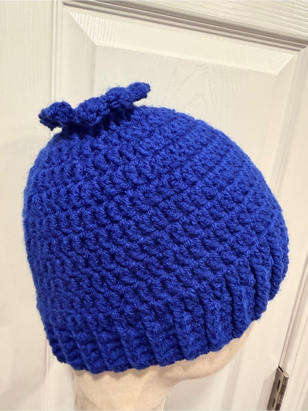 Handmade Crochet Wild Blueberry Beanie Hat Maine Made Royal Blue Adult One Size